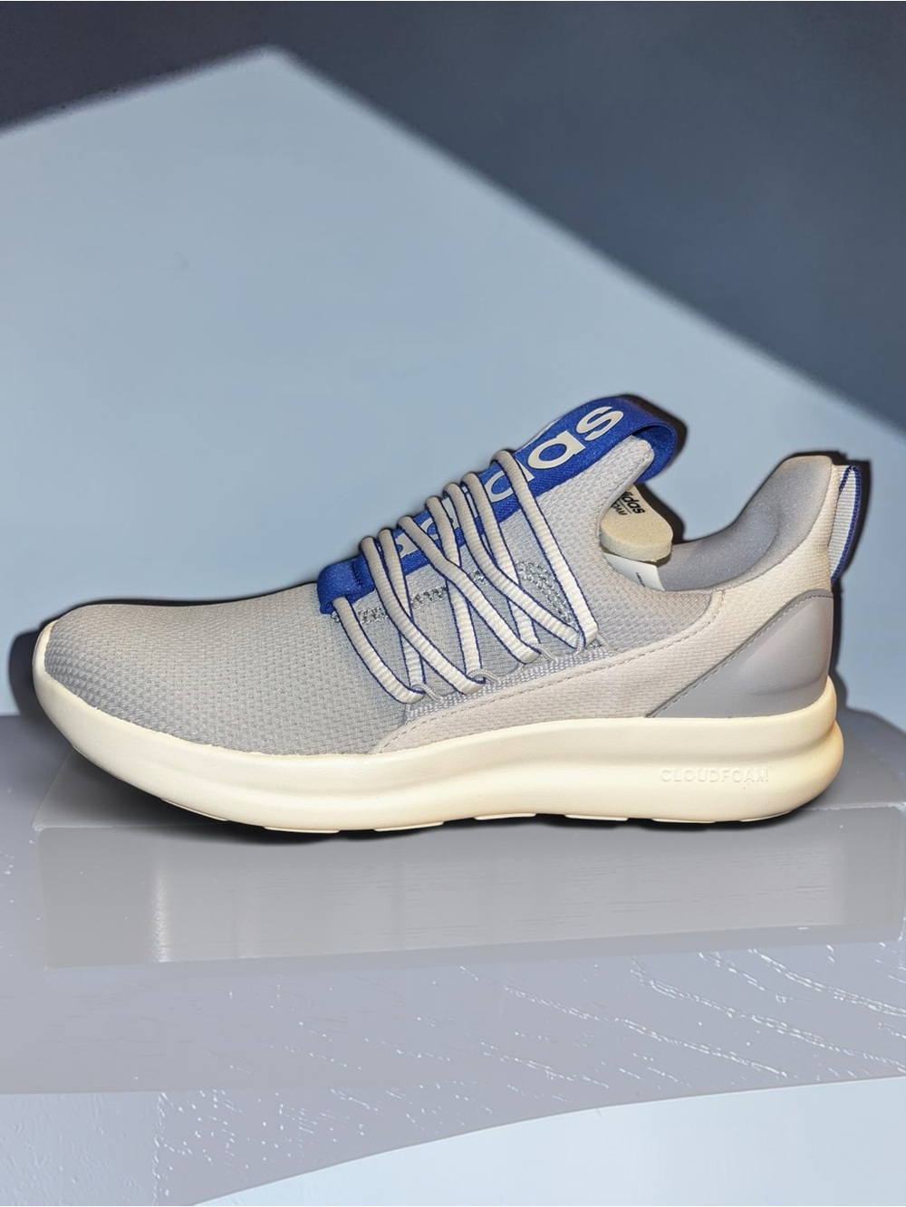 adidas Men’s Grey and Blue Cloudfoam Casual Sneakers